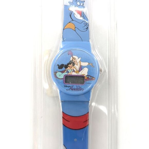 Disney Aladdin Genie Jasmine Blue 90s Vintage Cartoon Digital Watch - Picture 1 of 3